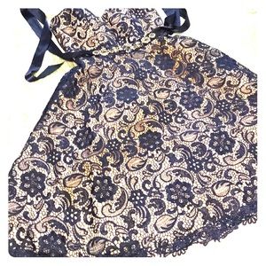 Elegant navy blue/nude Bee Darlin dress, Size 3/4